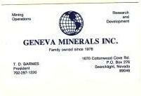 TD Barnes, President Geneva Minerals, Inc.