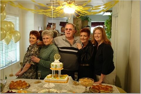 TD, Doris, daughters and grand daughter celebrating 50th wedding anniversary in Las Vegas in March 2005