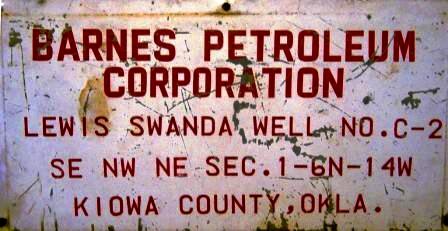 Barnes Petroleum Corporation well sign