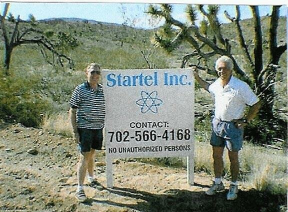 TD Barnes and Alexander Forbes at entrance to Startel's development property at Searchlight, Nevada